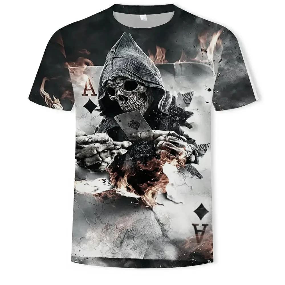 Skull Men's T-shirt 3D Printed Pattern Short Sleeve Fashion Oversized Men's Apparel New Casual Tops Summer Men's T-shirt