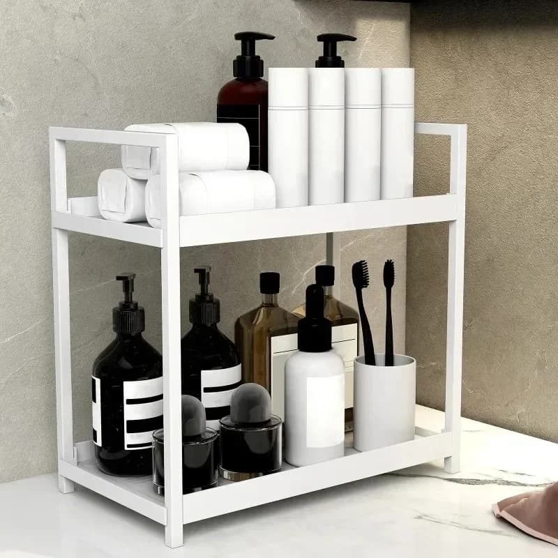 Dressing table, cosmetics organization rack, double-layer skin care stand, home and office countertop, bathroom rack