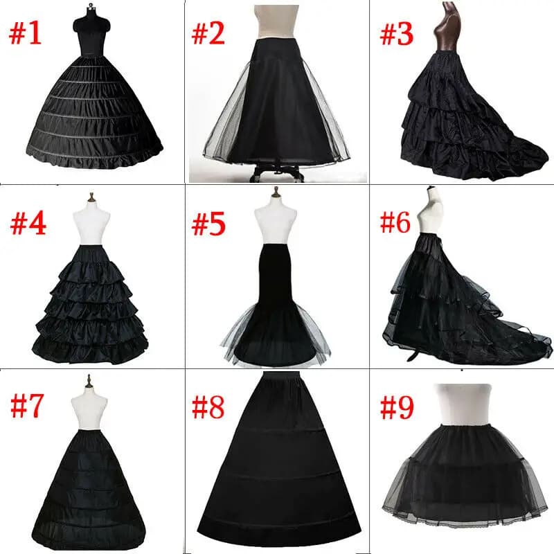 Black Hoop Long Petticoat Crinoline Ball Gown Skirt Underskirt Wedding Accessories