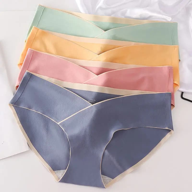 5PCS Cotton Maternity Panties High Waist Pregnant Panties Adjustable Belly Support Briefs for Pregnant Women Solid Color Panties