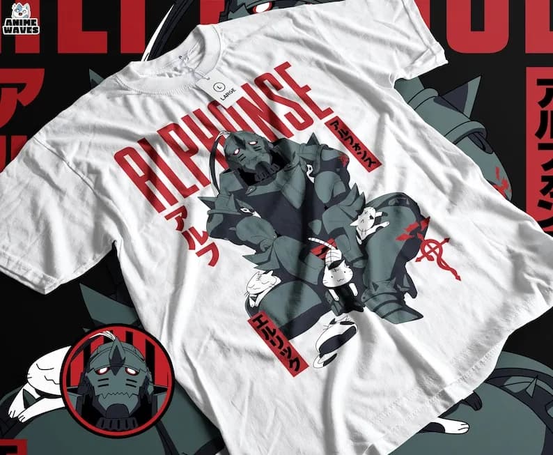 Mechanical Alchemist Anime Tee Unisex - Japanese Manga Graphic Shirt, Steel Warrior Design, Cool Armor Print