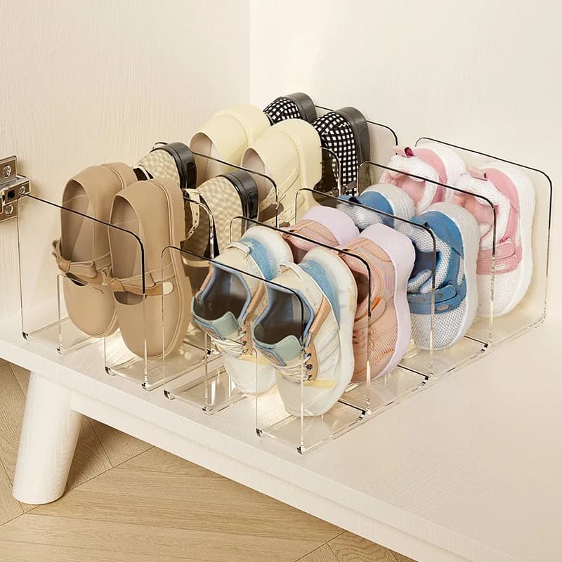 1pc/2pcs, Shoe Storage Rack, Storage Supplies, Transparent Shoe Rack, Shoe Storage, Transparent Shoe Rack, 4-section Shoe Rack