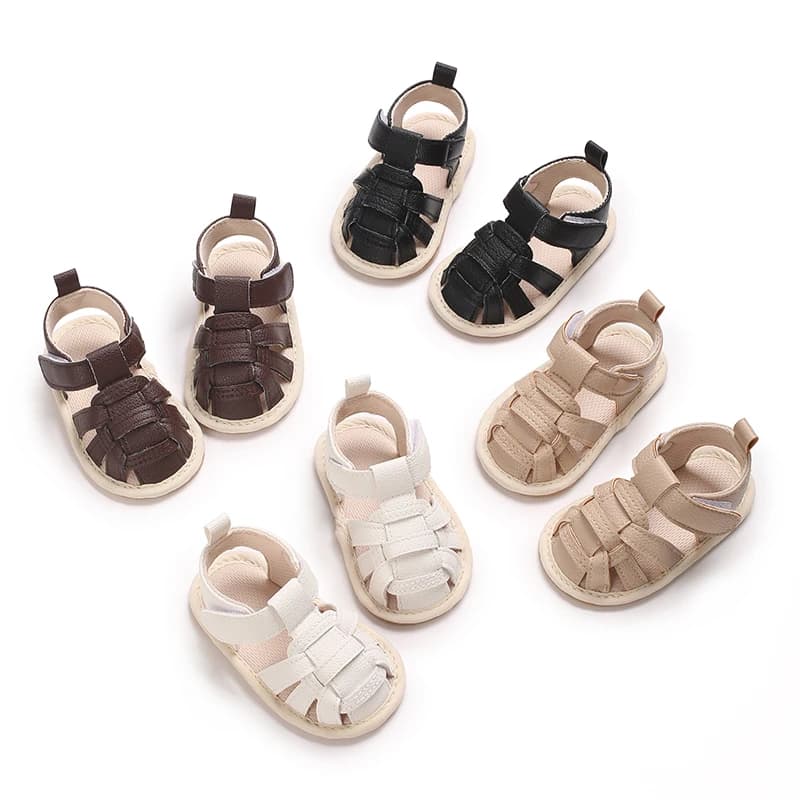 0-1Year  Solid ColorToddler First Walker Baby Crib Newborn Baby Summer Sandals Infant Boy Girl Shoes Rubber Soft Sole Non-Slip