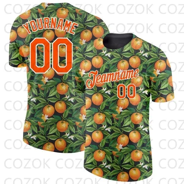 Custome Orange Pattern Football Jerseys for Men Women Unisex Football Short Sleeves Athletic Tee Shirts