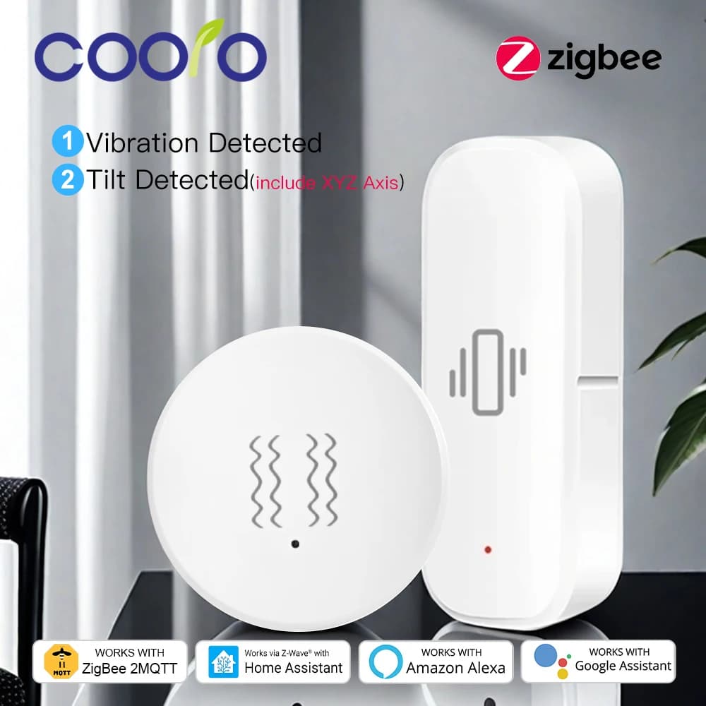 Zigbee Vibration Sensor With Tilt XYZ Axis Detection Real-Time Motion Shock Alarm Home Security Protection Support Zigbee2mqtt