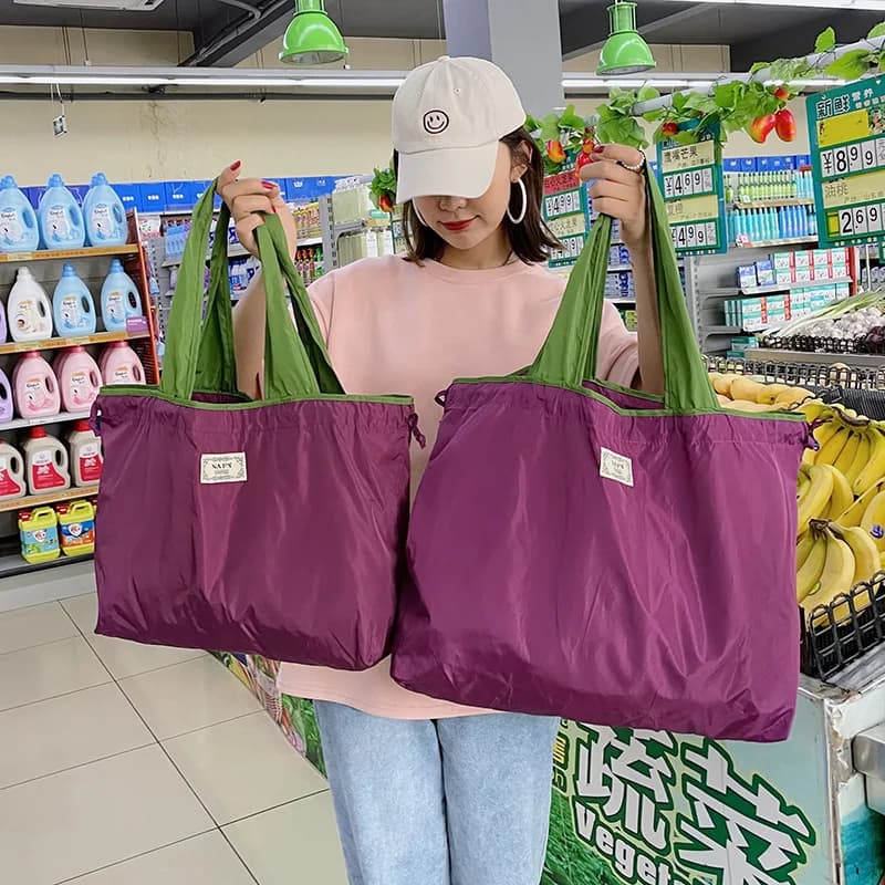 Large Supermarket Shopping Bag Drawstring Vegetable Fruit Bag Environmental Protection Fashion Shoulder Bag Handbag Grocery Bag