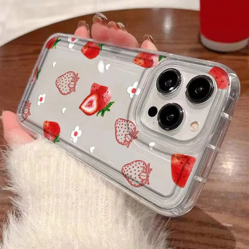 Summer Strawberry Flowers Print Clear Phone Case for Xiaomi Mi 11 11T 11LITE POCO F4 X3 X4 M1 M4 GT NFC Pro 5G Airbag Cover