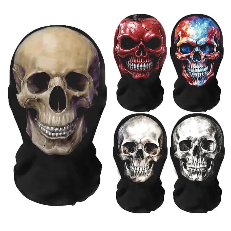 Halloween Terror Masks 3D Printing Skull Pattern Elastic Mesh Face Mask Funny Party Cosplay Props Balaclava Breathable Headcover
