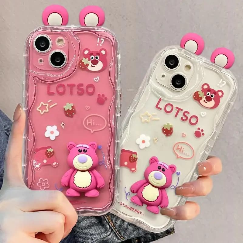 Lotso 3D Bear Ear Doll Cute Case For Samsung Galaxy A12 5G A24 M54 A51 A71 A21S A50 A30 Cover Couqe Soft Transparent Silicone