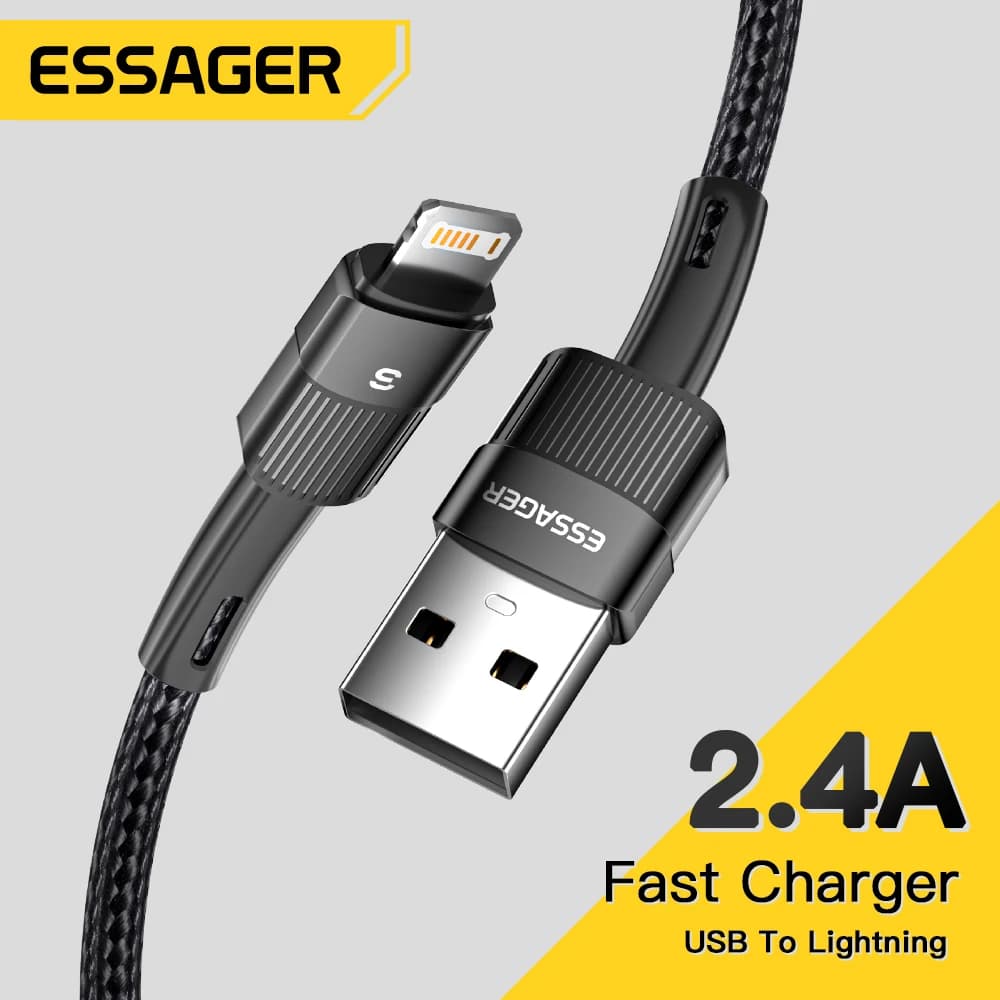 Essager Fast Charging For iPhone Usb Cable 11 12 13 14 15 16 Pro Max Mini Xs Xr X 8 7 6 Plus 2.4A Wire For iPhone Charger Cord