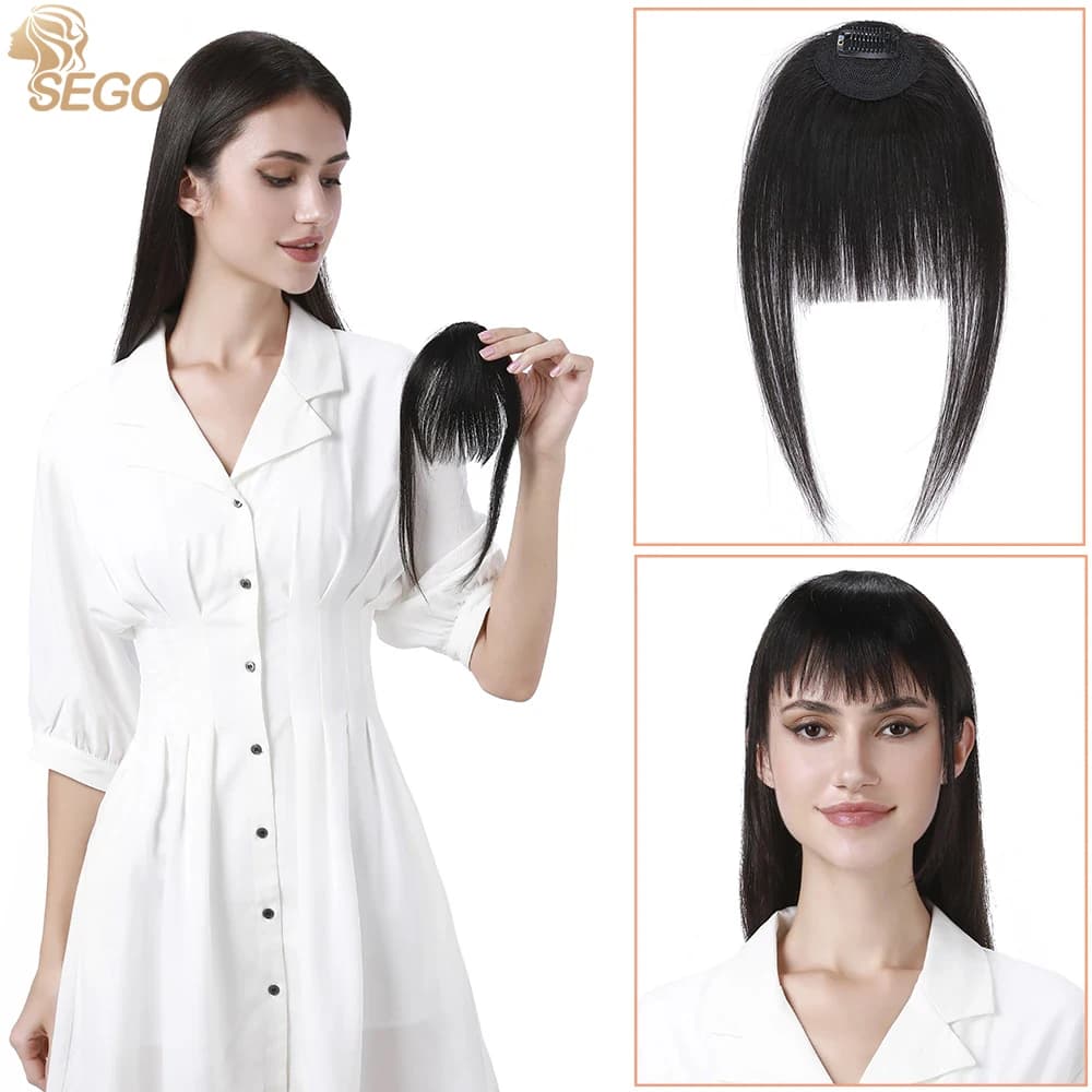 Sego 9g Comics Bangs With Temples 100% Real Human Hair Small Fringe Bangs Swept Natural look Hair Piece