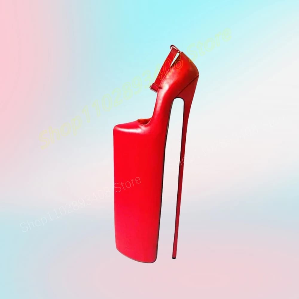 Red Ankle Buckle Extreme Dance Pumps Super Stiletto High Heel Patent Leather Fashion Sexy Women Shoes 2024 Summer Para Mujere