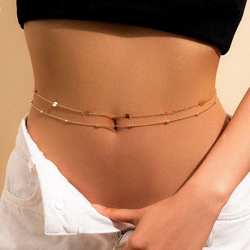 Disc Sexy Items for Women’s Retro Belly Waist Chain Harness Woman Elegant Geometry Body Chains Jewelry Fashion Caftan Belt Metal