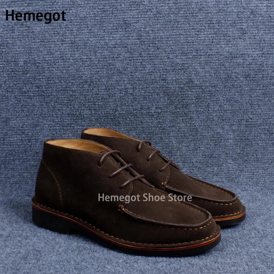 Men's High-Top Lace-Up Boots Suede Classic Ankle Boots Males Vintage Casual Hiking Boots High Quality Booties Men Shoes