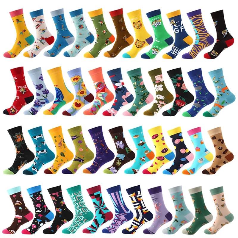 Korea Lovely Funny Fashion Sports Flowers Tiger Geometry Colorful Women Happy Socks Harajuku Skateboard Casual Girls Cute Sox