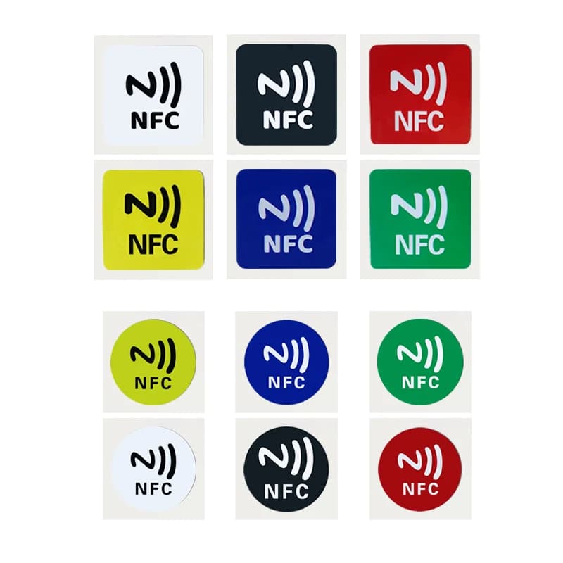 Mixed Color NFC Labels Ntag 213 Tag Round and Square Anti-metal Stickers can be used on Metal Surfaces