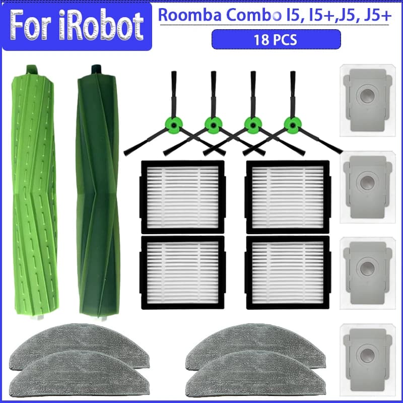 Main Side Brush Hepa Filter Mop Cloth Pads For Irobot Roomba Combo I5 /I5+ / J5 / J5+ Robot Vacuum Cleaner Parts Accessories Kit