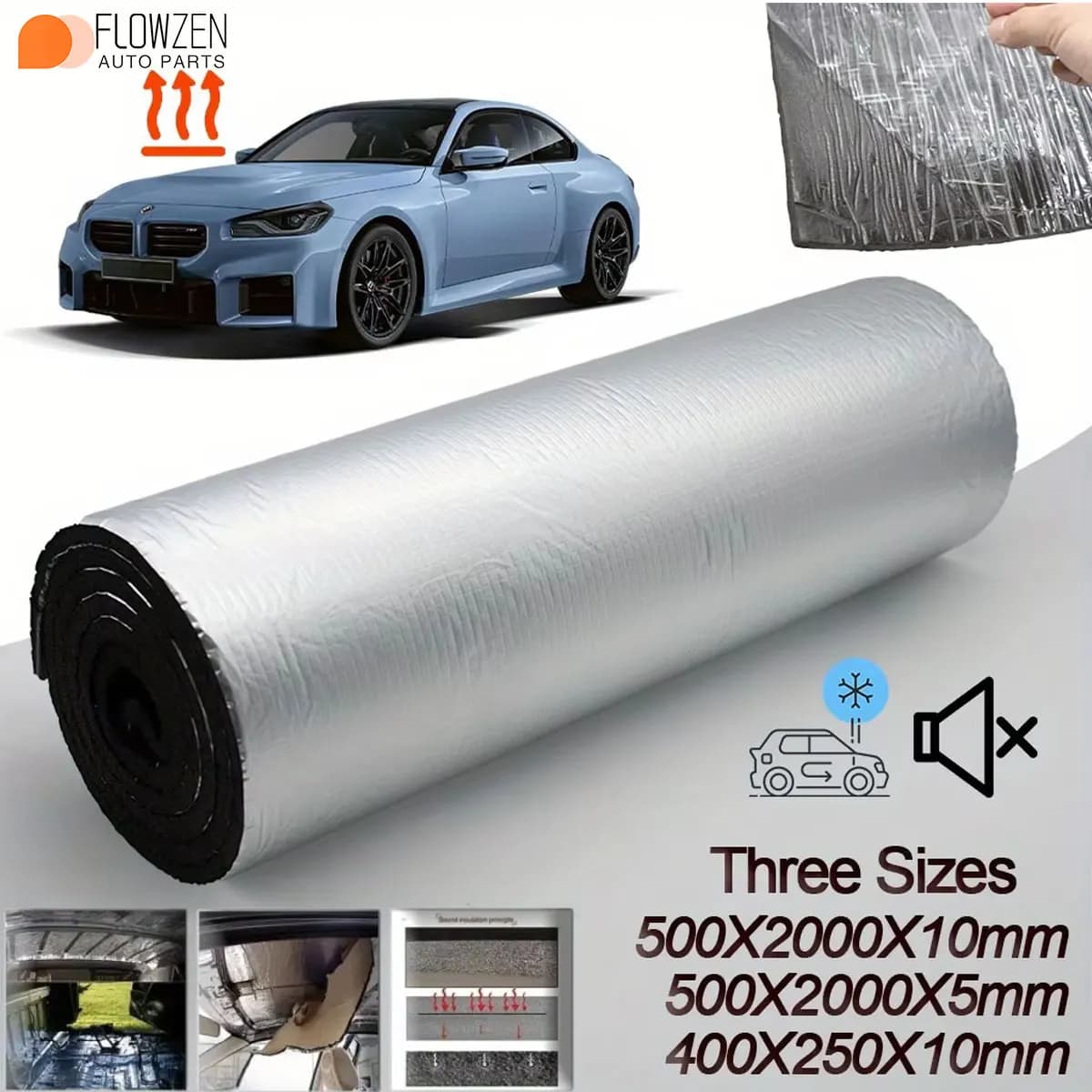 5/10mm Car Soundproofing Heat Insulation Cotton Roll – Self-Adhesive Fireproof Noise Reduction Mat For Roof, Doors, Floor, Engin
