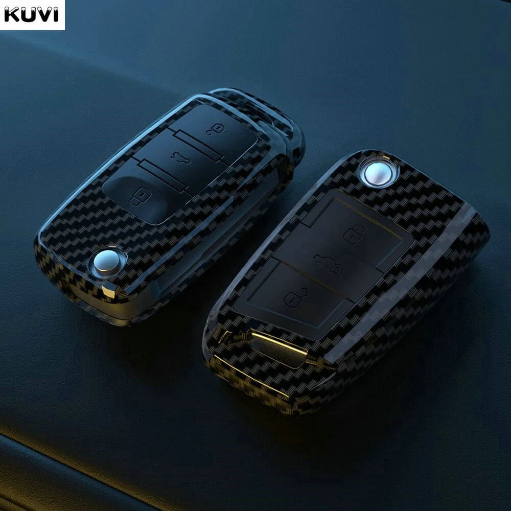 Carbon Fiber ABS Car Key Case Cover Shell For VW Volkswagen Polo Tiguan Passat Golf 7 MK Jetta Skoda Kodiaq Superb Octavia Seat