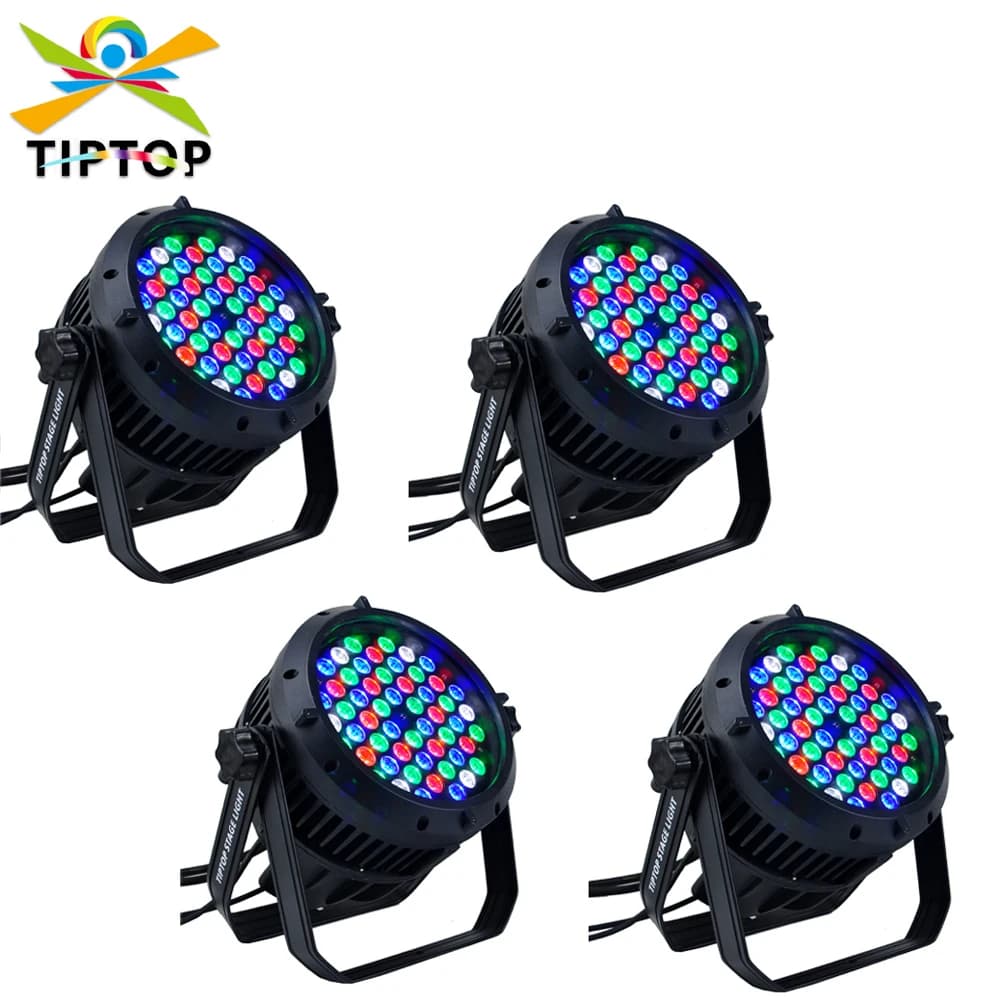 TIPTOP 4XLOT 54x3W Waterproof Led Par Stage Lighting IP65 Aluminum Shell RGBW Garden Outdoor Lighting Edison LED's AC90V-240V