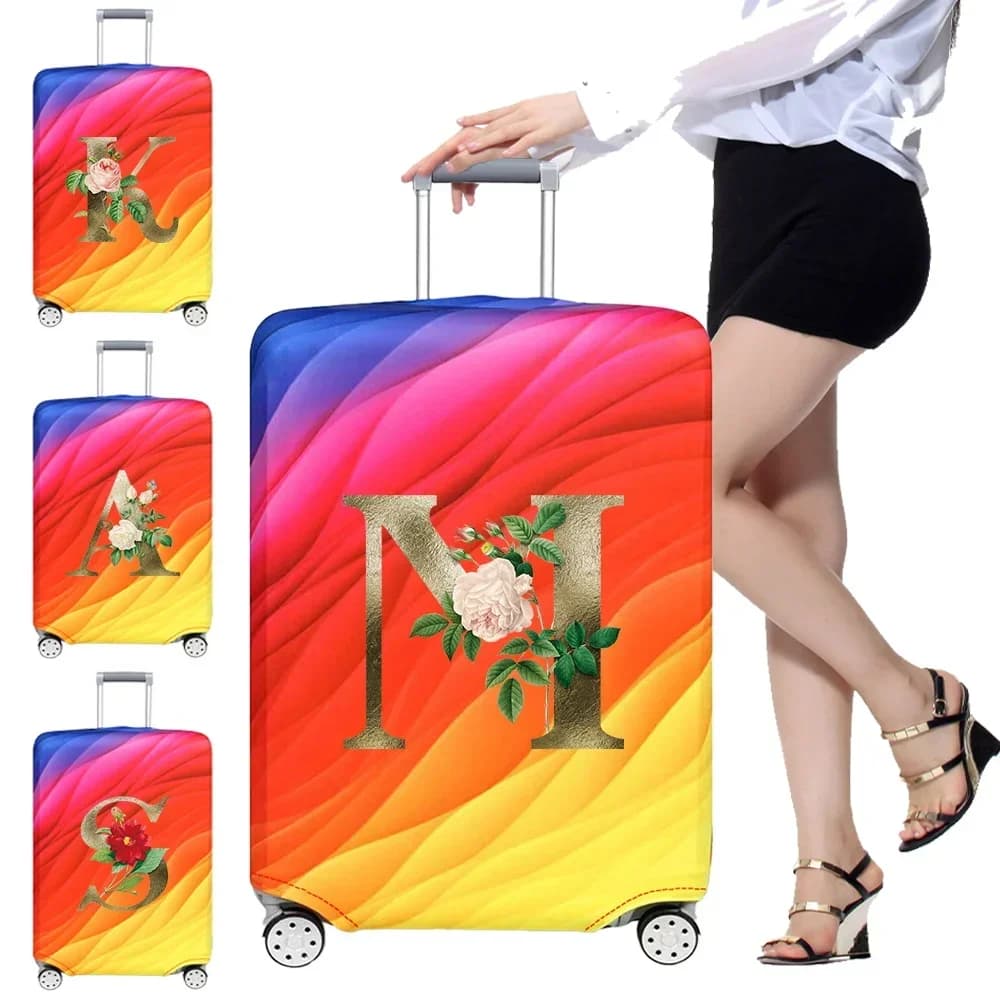 Luggage Cover Thick Elastic Luggage Protective Covers Print Golden Flower Series for18-32 InchSuitcase Covers Travel Accessories