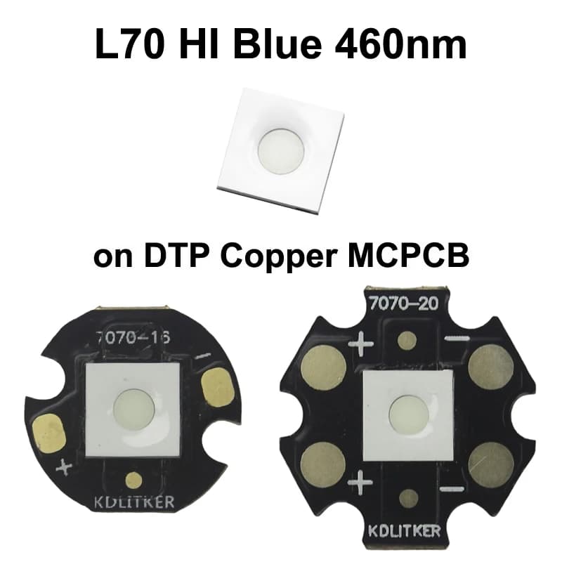 L70 HI Blue 460nm 30W 8A 1800 Lumens SMD 7070 LED Emitter Flashlight DIY Bead Fishing Torch High Power