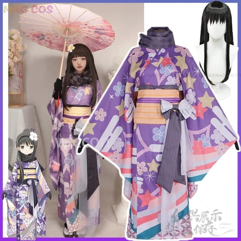 Akemi Homura Cosplay Anime Puella Magi Madoka Magica Costume Kimono Dress Wig Halloween Carnival Party Outfit Women Customized