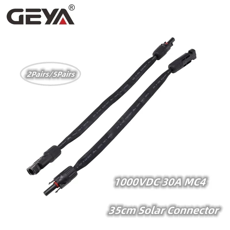 GEYA 35cm Solar Connector 30A Solar Panel Branch Connectors for PV Cable 1000VDC  6mm2 Copper Braided Tape Insulated Pipe