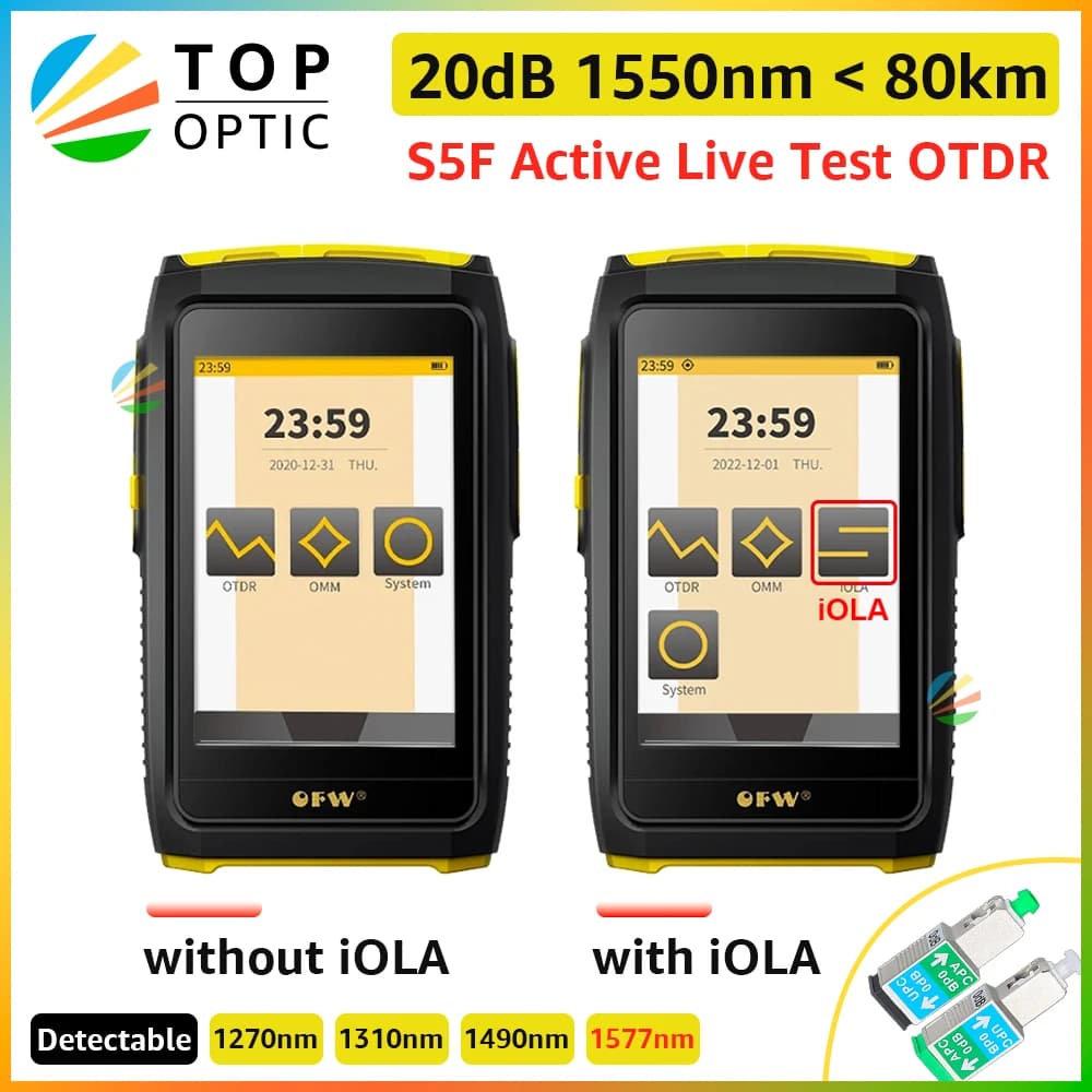 OFW Mini OTDR  Optic Otdr Optical Reflector Active Fiber Live Tester 1550nm 20dB Optical Reflectometer Touch Screen OPM VFL iOLA