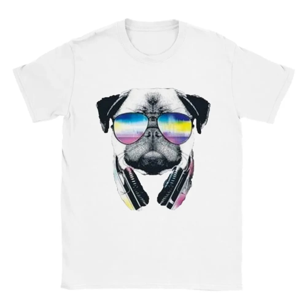 Unisex T-shirts for Men Women Summer Tees Cotton Luxury brand vintage oversizedMusic with my Pug - Classic Unisex Crewneck T-shi