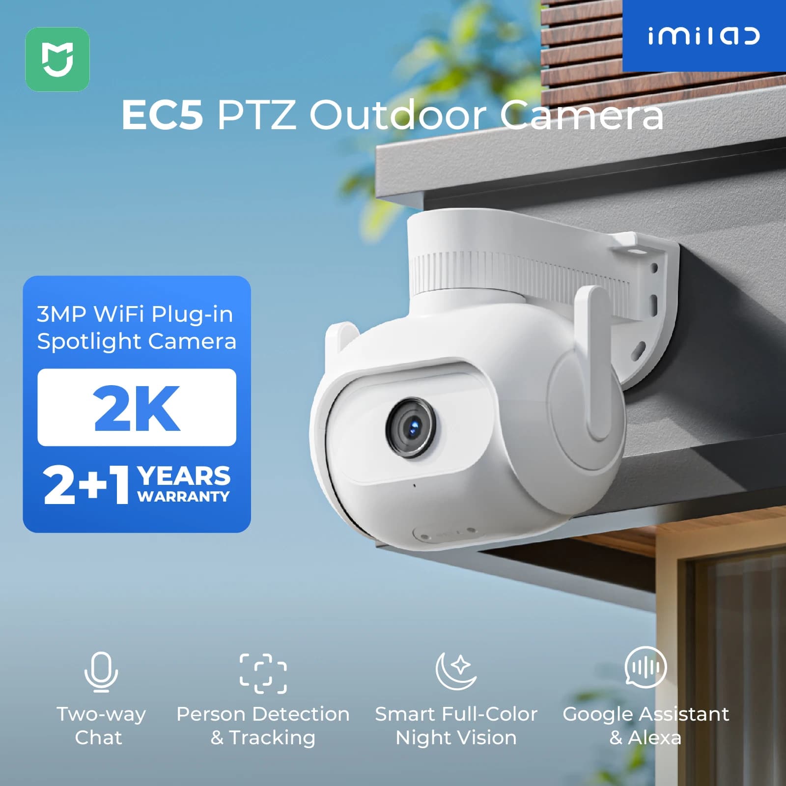 IMILAB EC5 -Smart Security System Kit, Outdoor Video Surveillance, Wireless App Control, Floodlight Camera, Wi-Fi, 2K