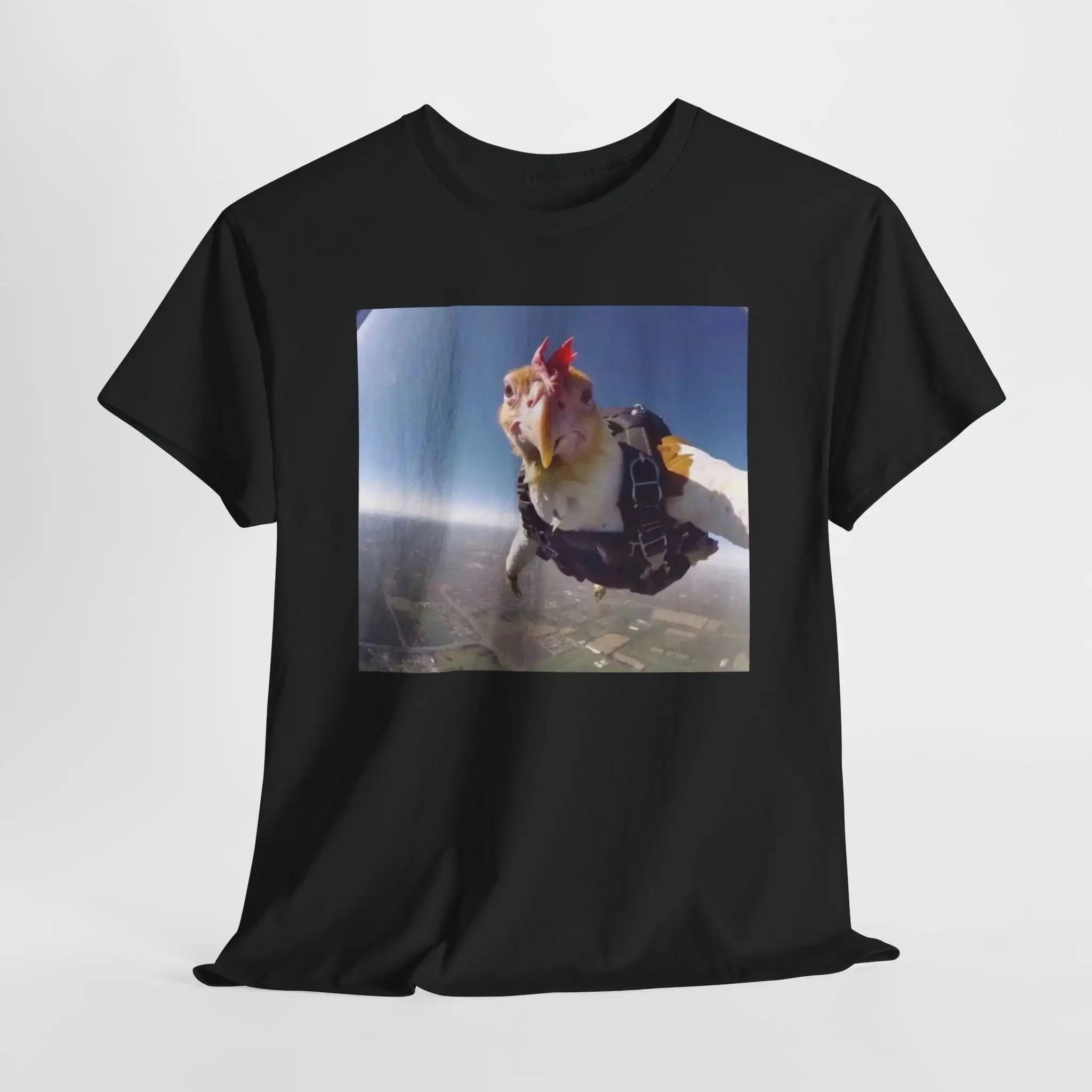 Skydive Chicken M Or F Funny Cotton T Shirt Parody Fast Shipping