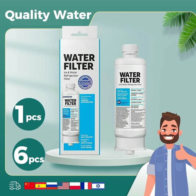 6 PCS DA97-17376B Refrigerator Water Filter Compatible For Samsung HAF-QIN/EXP, HAF-QIN, DA97-08006C, RF28R7351SG, RF23M8070SR