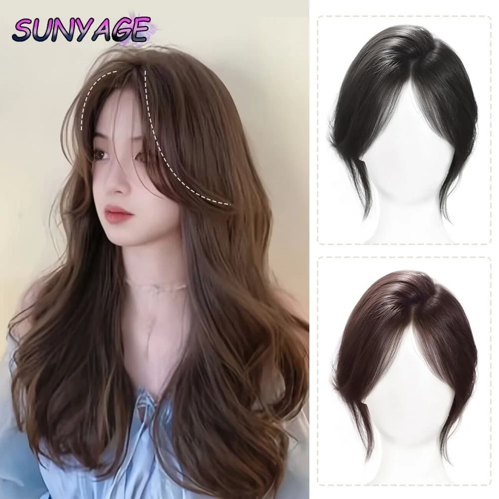 SUNYAGE Synthetic Eight-character Bangs Wig For Women On Top Of Head To Cover White Hair And In Full Bangs
