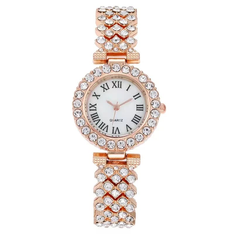 WOKAI High quality luxury Rose Gold Ladies Business Steel band quartz watch Women sport full diamond waterproof clock retro