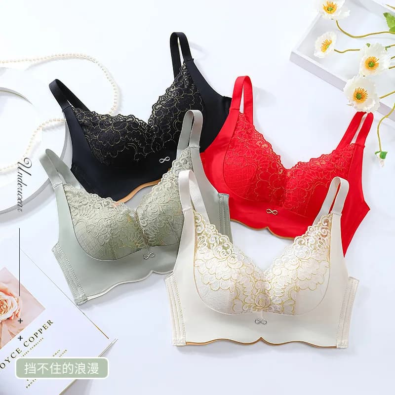 Breast Holding Adjustable Women's Underwear Push up Wireless Spaghetti-Strap Vest Sexy Lace Bra