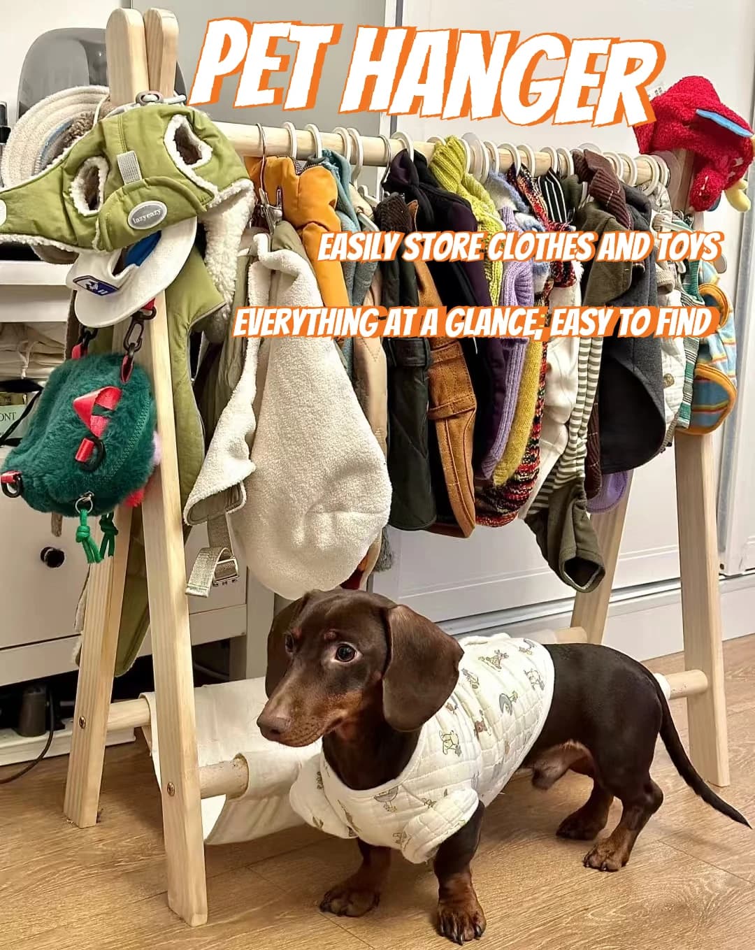 Pet hanger Internet celebrity dog clothes rack dog clothes rack cabinet solid wood storage small coat rack cat floor type