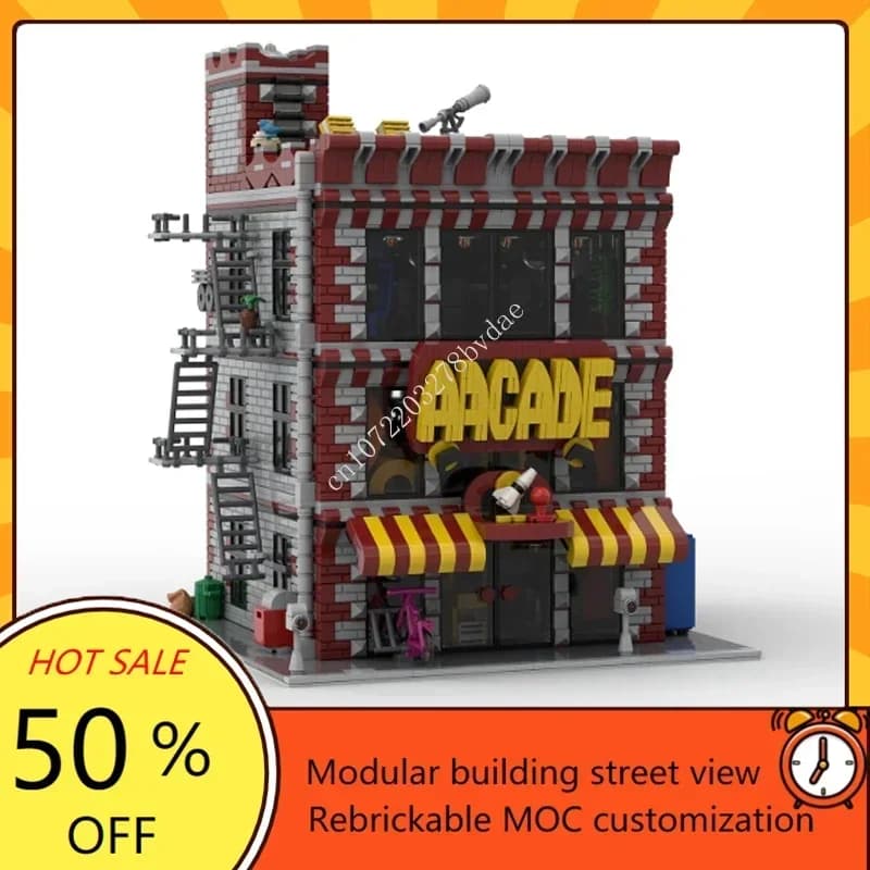 3942PCS Customized MOC Modular The Arcade Street View Model Building Blocks Technology Bricks DIY Creative Assembly Toys Gifts