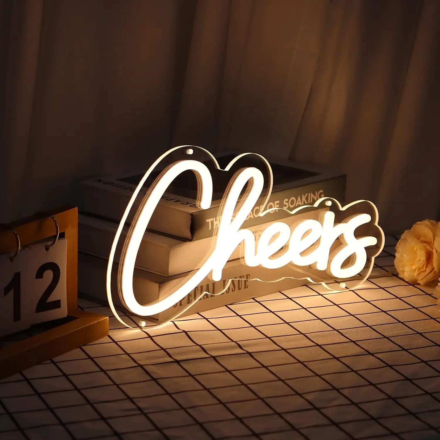 13"x 7" Cheers Neon Sign Cheer LED Light Wall Decor Bar Club Prom Party Home Room Custom Signs Warm White Drink Beer Man Cave
