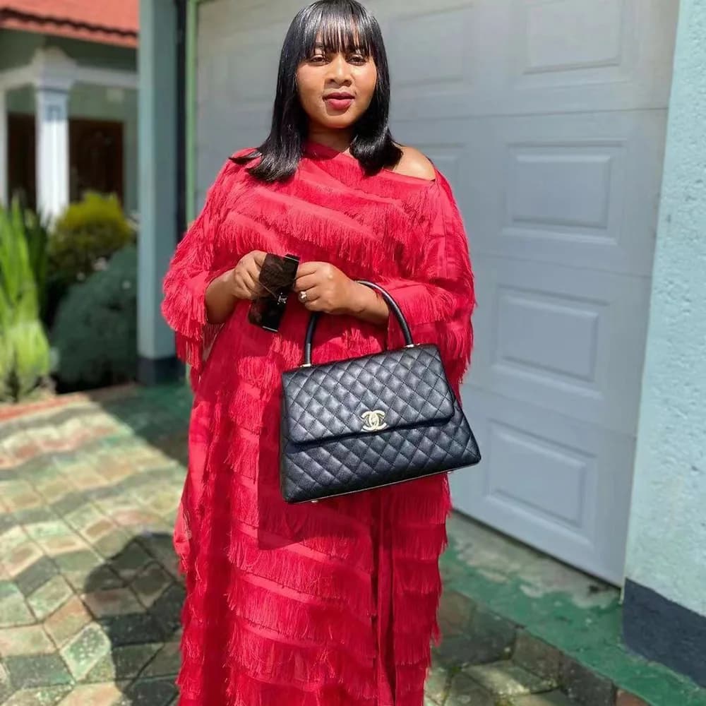 African mom big swing bat sleeve dress fluffy fabric