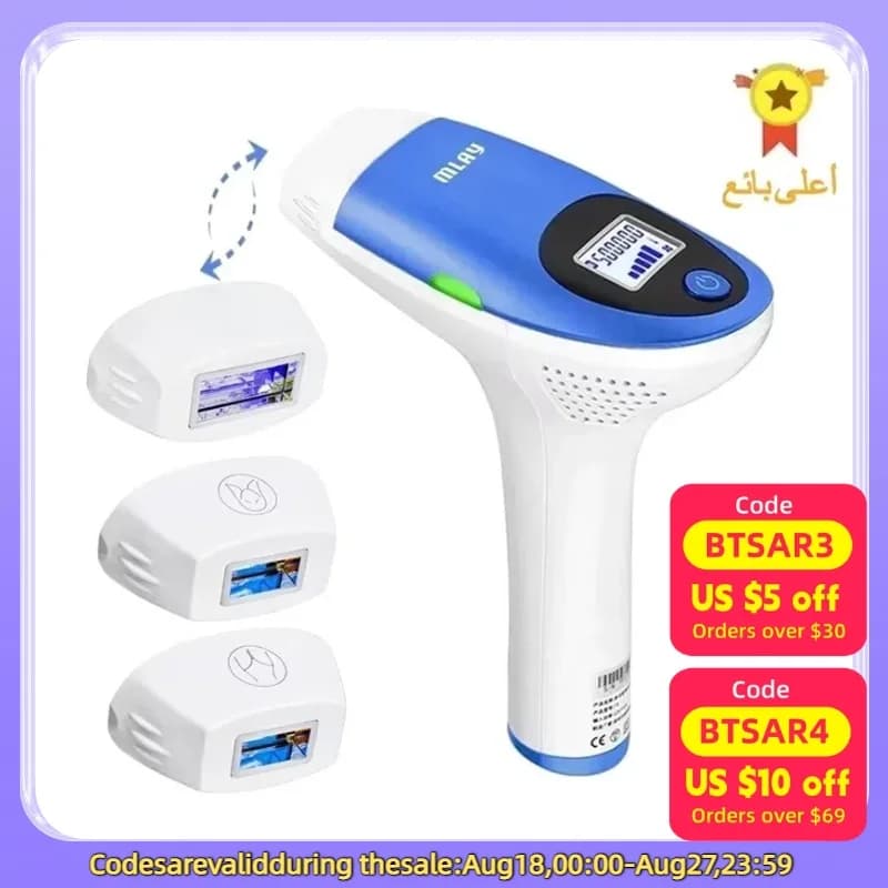 Mlay IPL Depiladora Laser Hair Removal Device with 500000 Shots Bikini Body Face Hair Removal Machine Laser Epilator for Women