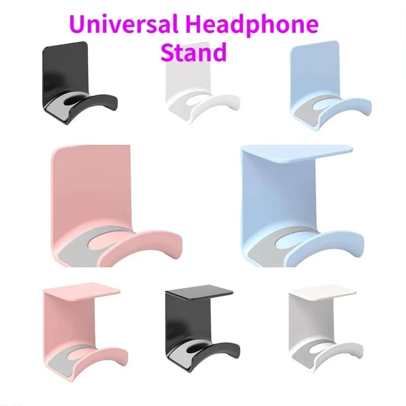 Universal Headphone Stand Adhensive Plastic Wall Mount Hanger Under Desk Headset Rack Holder Support For Gaming Earphone Bracket