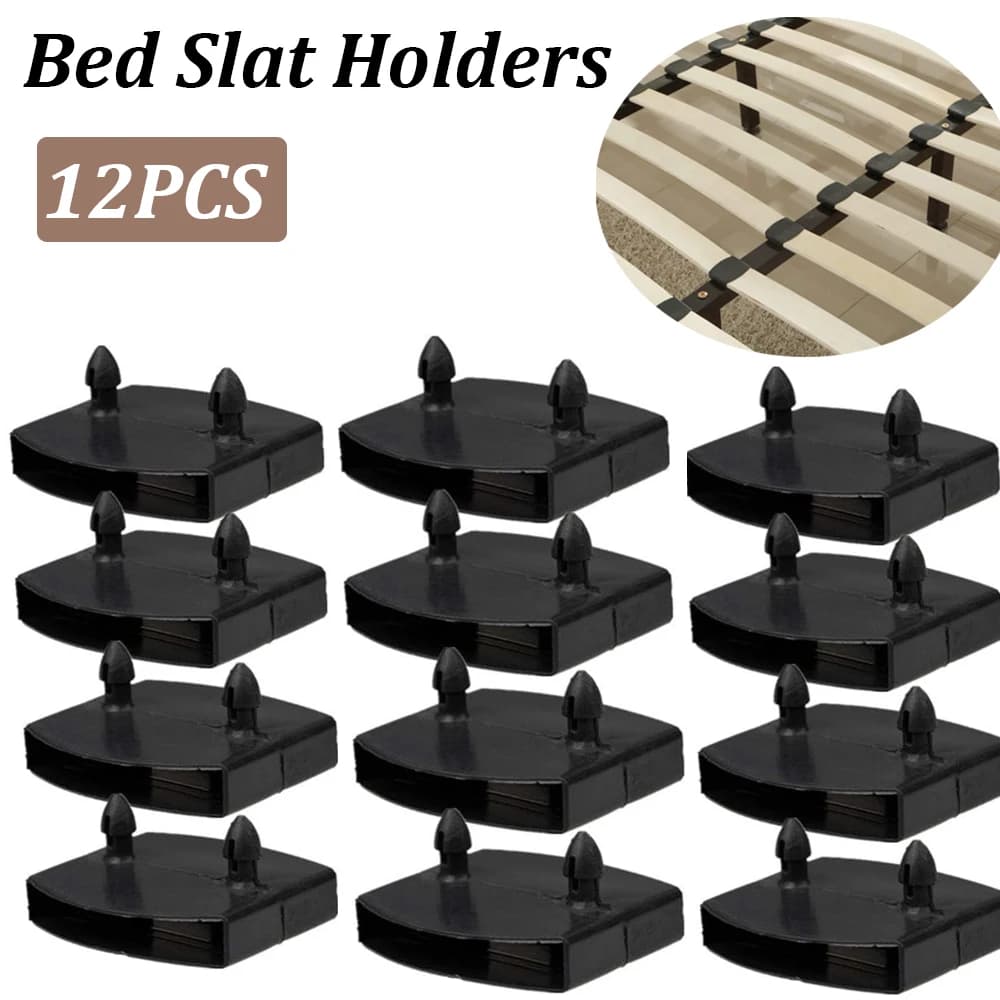 12PCS Black Plastic Square Replacement Sofa Bed Slat Centre End Caps Holder Inner Rubber Sleeve For Wooden Bed Bunks Frame Parts