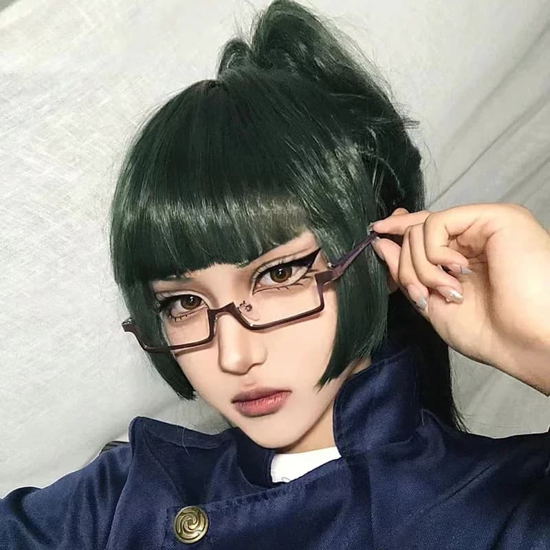 Anime Zenin Maki Cosplay Purple Half Frame Glasses Accessory Props Unisex Metal Rectangular Eyeglasses Decoration