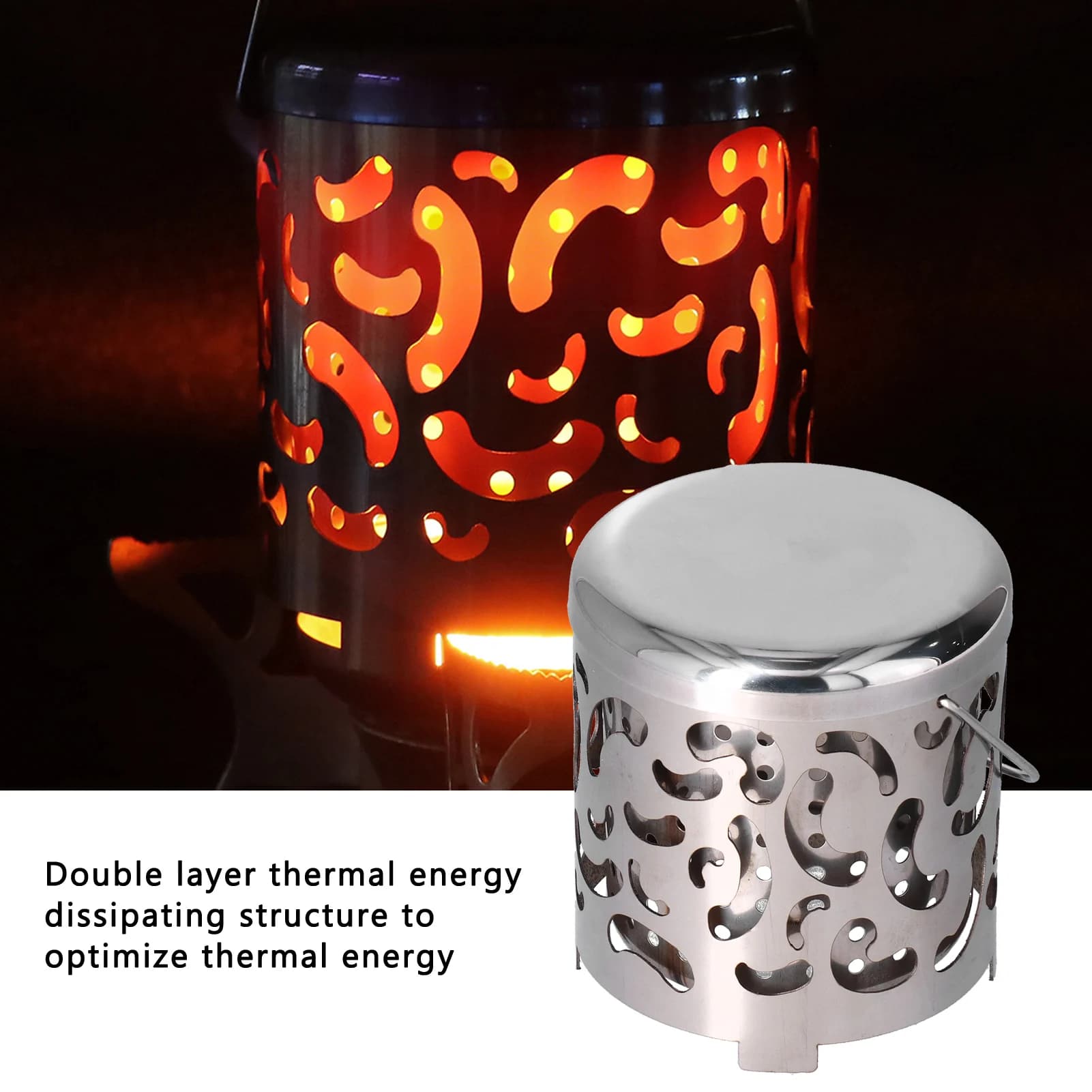 Outdoor Mini Warmer Stainless Steel Camping Stove Portable Warming Stove Cover for Picnic Hiking Barbecue