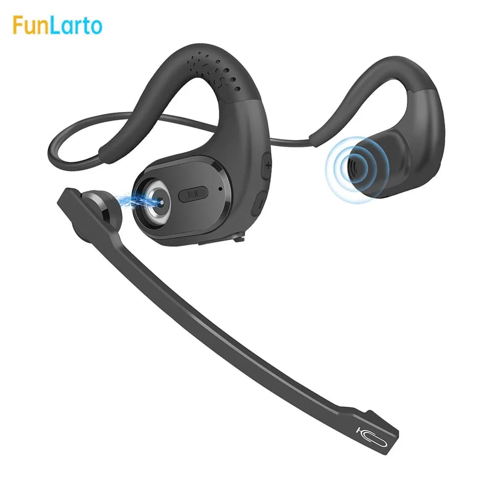 Bluetooth Headset with Removable Microphone Noise Cancelling Wireless Earphone for Phone Laptop Computer PC Open Ear Headphones
