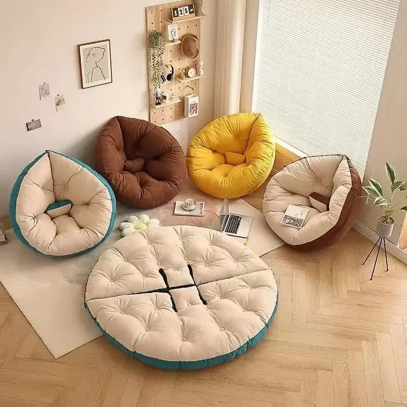 Living Room Floor Lazy Bean Bag Chairs Nordic Velvet Seat Puffs Relaxing Giant Puffs Bed Adults Tatami Soft Pouf Chair Furniture