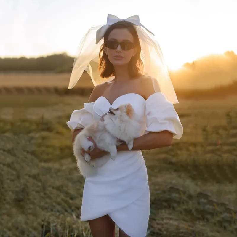 Beach Mermaid Mini White Wedding Dresses Pleated Off Shoulder Strapless Sexy Backless Bride Gowns Short Party Dress Customized