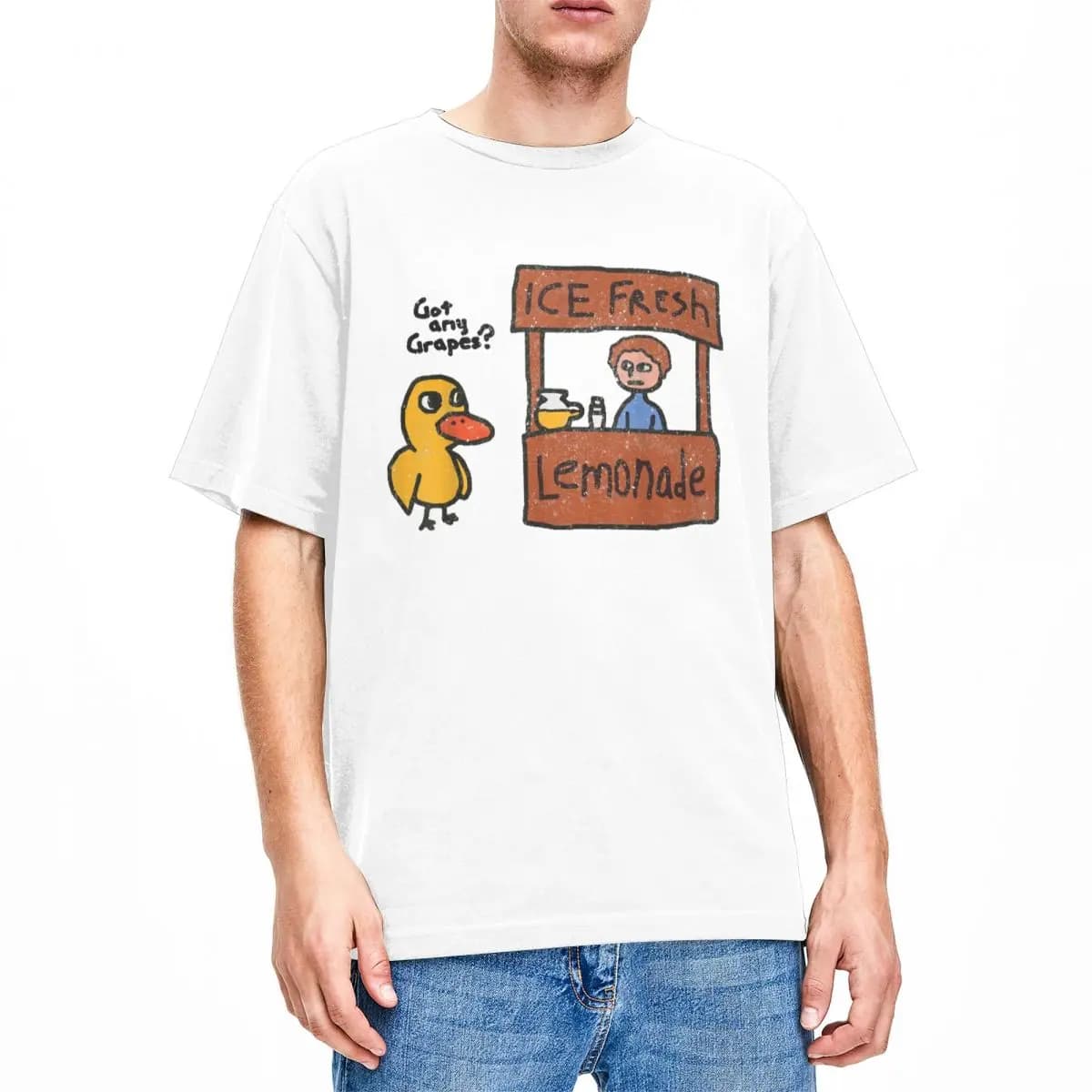 Got Any Grapes Merchandise Shirts Men Women Duck Song meme Funny Pure Cotton Tee Shirt O Neck Short Sleeve All Seasons Clothes