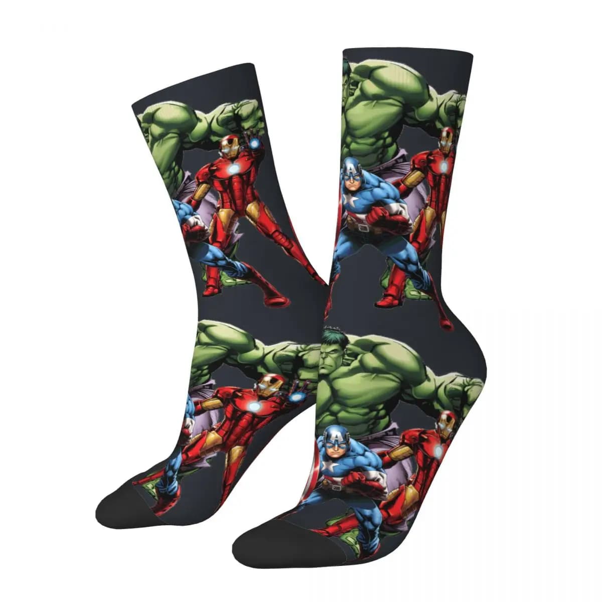 Vintage Superhero Men's compression Socks Unisex Disney Captain America Film Street Style Seamless Printed Novelty Crew Sock